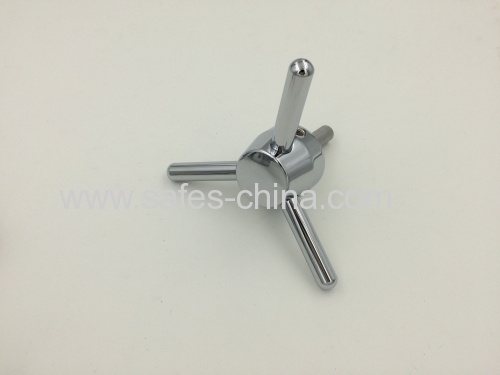 3 way safe lock handle fully chrome plated for strong room door /Safe Handle/safe box handle/three Spokes handle