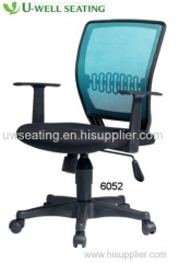 New fashion BIFMA Europe style white structure blue fabric cover economic mesh office swivel chair china U-Well Seating