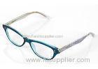 Half Round Plastic Fashion Glasses Frames For Youth , Blue / Dark Coffee Color
