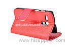 Red Silk Material PU Leather Cell Phone Case for Moto G with Card Holders