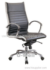 leather black soft pad two layer aluminum executive mid back chair BIFMA test