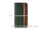 Creative Wood And Leather Folio Phone Case Wooden iPhone 4 Cover with Stand