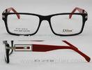 Black And Red Rectangular Acetate Optical Frames For Reading , Hand Made Acetate