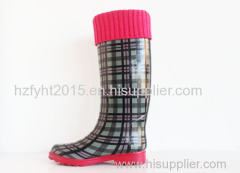 Young Women's Printed Rain Boots with Fur