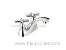 Modern Two Hole Basin Mixer Taps for commercial , Brass Cross Handle Faucet