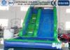 Blue Inflatable Water Slide , Amusement Water Park Slip N Slide with Pool