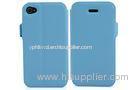 Shock Proof Blue Custom Made Leather Cell Phone Case Wallet With Magnet Clasp