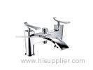 Double Lever Deck Mounted Bathtub Shower Faucet with Brass Diverter and Gravity Body for Bathroom