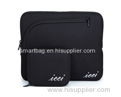 Black Design Neoprene 14" Laptop Ipad Bag