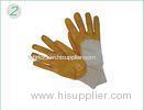 M Leather Cut Resistance Yellow Nitrile Coating Work Gloves For Assembling Parts