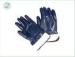 Custom Abrasion Resistance Blue Nitrile Work Gloves with Knitted Wrist