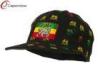 Acrylic Velcrorized Strap Closure Snapback Baseball Cap , Black Rasta Lion Print Flat Bill Cap