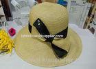 Fashion Womens Sun Hats With Bowknot Flower , Leisure Wide Brim Sun Hat