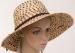 Black X Natural Womens Sun Hats , Flower Raffia Braid Hat For Party