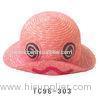 56cm Pink Cute Childrens Sun Hat For Summer , 7mm Straw Braid Leisure Sun Hats