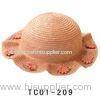 10cm Wave Brim Childrens Sun Hats / Autumn Orange Straw Braid For Girls