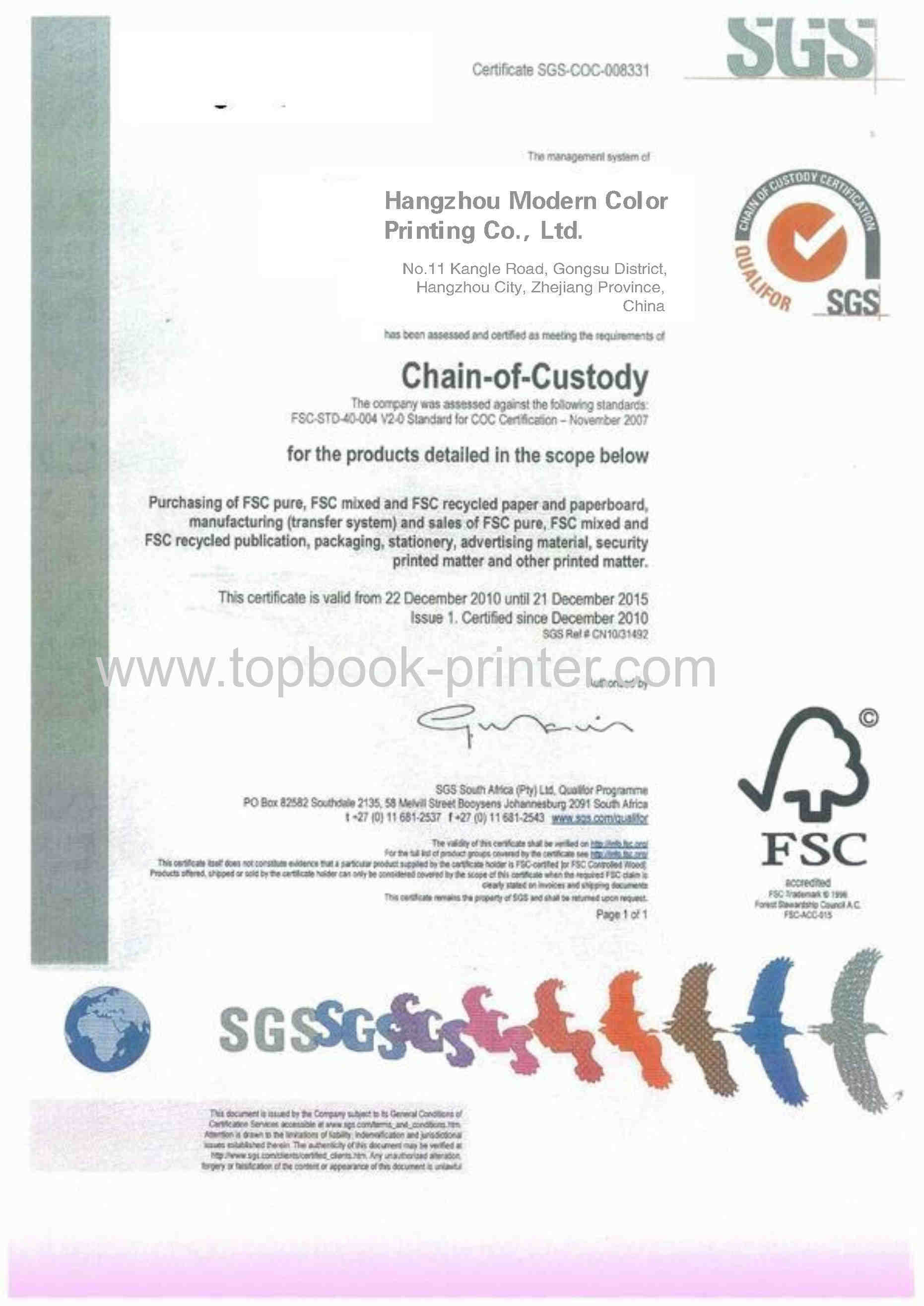 FSC certificate