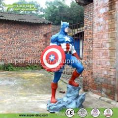 Amusement Park Decoration Life Size Super Hero Fiberglass Captain America Statue