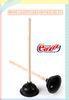 Durable Rubber Toilet Plunger with 53cm Wooden Handle Round Hook