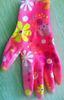 Printed 13Gauge Nitrile Work Gloves , Red Floral Nitrile Garden Glove