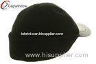 Black Wool Earflap Fitted Baseball Hats with Wool and Acrylic Blend