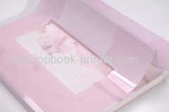 Square-back hot-stamped hardcover or hardbound book with PVC dust jacket printing