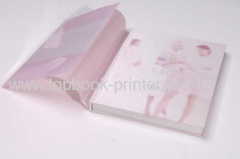 Square-back hot-stamped hardcover or hardbound book with PVC dust jacket printing