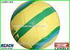 Customized Colored Machine Stitched Leather Soccer Ball in Yellow Green