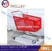 Red Plastic Supermarket 4 Wheel Shopping Trolley With Chair Plate 180L