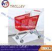 Red Supermarket Shopping Trolleys With Seat Plate For Transport Food / Beverage