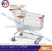 Zinc Coating Supermarket Shopping Trolleys , Grocery Store Shopping Cart