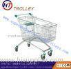 Four Wheels Unfolded Supermarket Shopping Trolleys Carts Steel Wire 180L