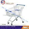 Large Steel Supermarket Four Wheeled Shopping Trolleys With Baby Seat