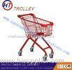 Unique Red Color Four Wheeled Supermarket Shopping Trolleys For Children Unfolded