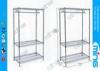 Chrome Plated Mobile Wire Shelving With Clothes Rail , Carbon Steel