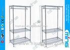 Chrome Plated Mobile Wire Shelving With Clothes Rail , Carbon Steel