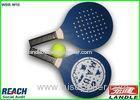 Promotional Paddle Ball Set Wooden Beach Rackets With Holes , Dark Blue