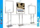 Chrome Plated Metal Sign Holder / Double Sided Floor Standing Style