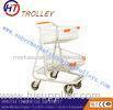 Double Layer Metal Basket Shopping Trolley Supermarket Four Wheeled Cart