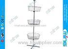 Three-basket Simple Wire Display Stands / Spinner Display Revolving Dump Bins