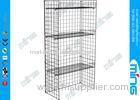 Red Steel Wire Display Stands Gridwall Floor Display Shelves , 2 Shelf