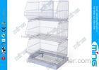 Floor Stacking Wire Dump Bins with 3 Basket , Powder Coating