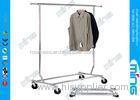 Single Bar Metal Clothes Rack / Adjustable Chrome Hanging Clothes Rack