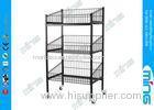 Black Powder Coated 3 Basket Wire Display Stand Rack For Snacks