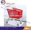 Red Color Plastic Supermarket Shopping Cart With Seat Plate