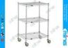 3 Tiers Chrome Mobile Wire Shelving with Wheels for Shoes Storage