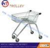 European Style Steel Material Supermarket Shopping Trolleys Carts Unfolded