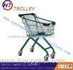 Custom Green Unfolded Children Supermarket Steel Wire Shopping Trolleys With Wheels