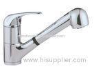 Contemporary Pull Out Spray Brass Kitchen Mixer Taps / Single Lever Kitchen Faucet
