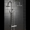 Hand Held Thermostatic Shower Set Round Curved Pole Shower With Gravity Fed System